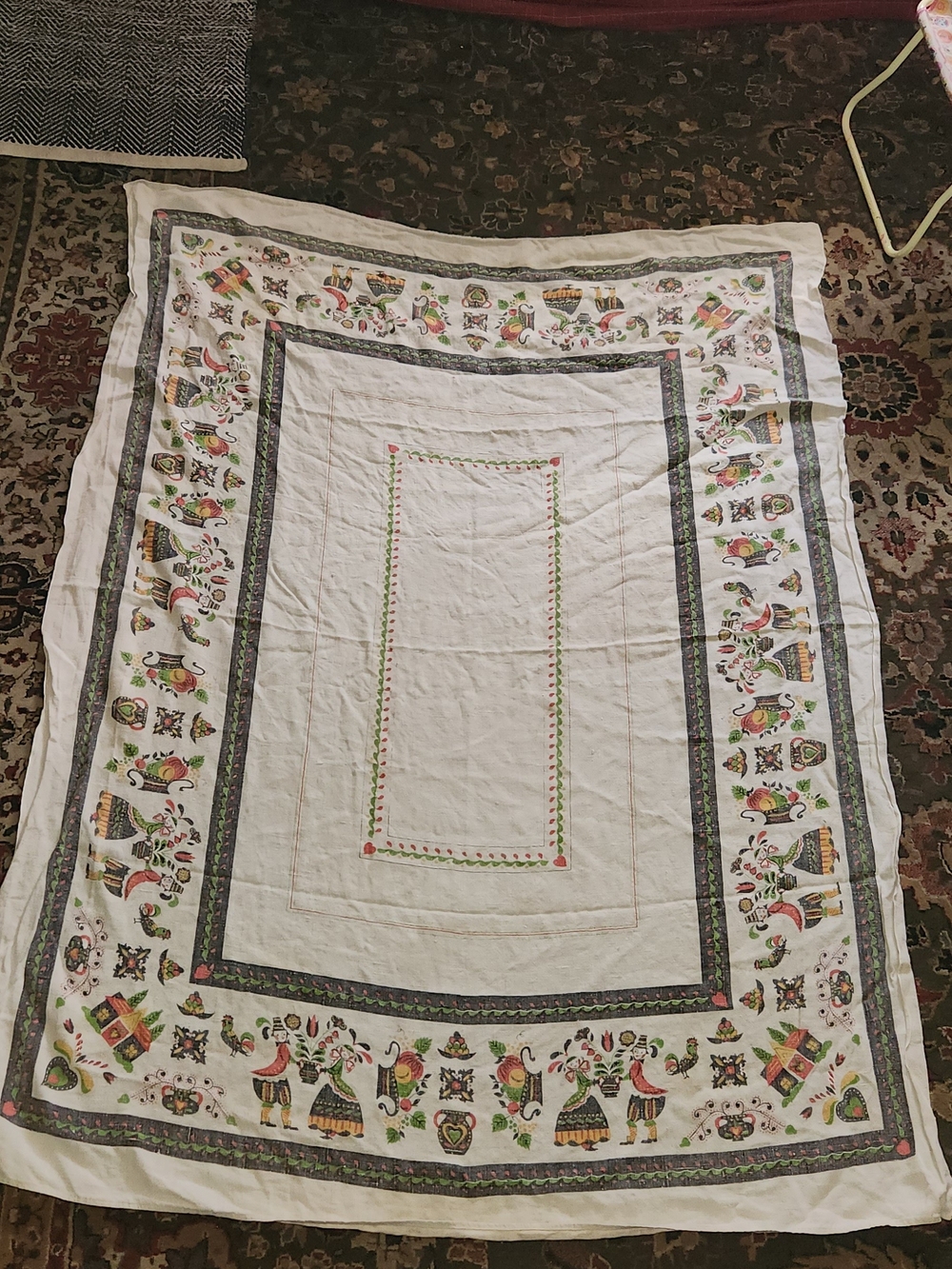 Traditional Floral Folk-Print Cotton Bedding - White with Multicolor Accents